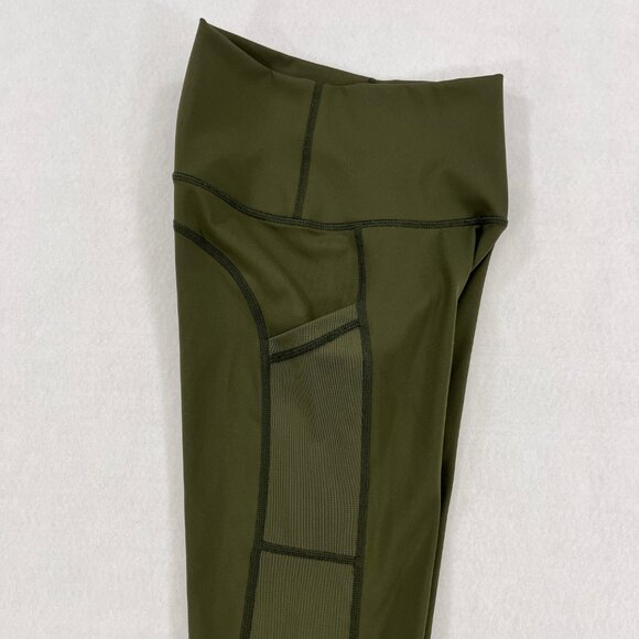 Aerie Offline XS Goals High Waisted Pocket Legging Olive Green Mesh Extra Small - Picture 6 of 16